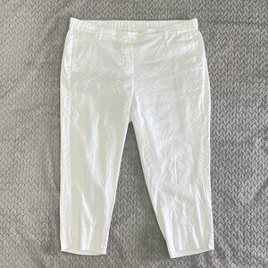 J Jill Women Linen Capri Pants Size XL Petite White Pull On Crop Lagenlook Beach